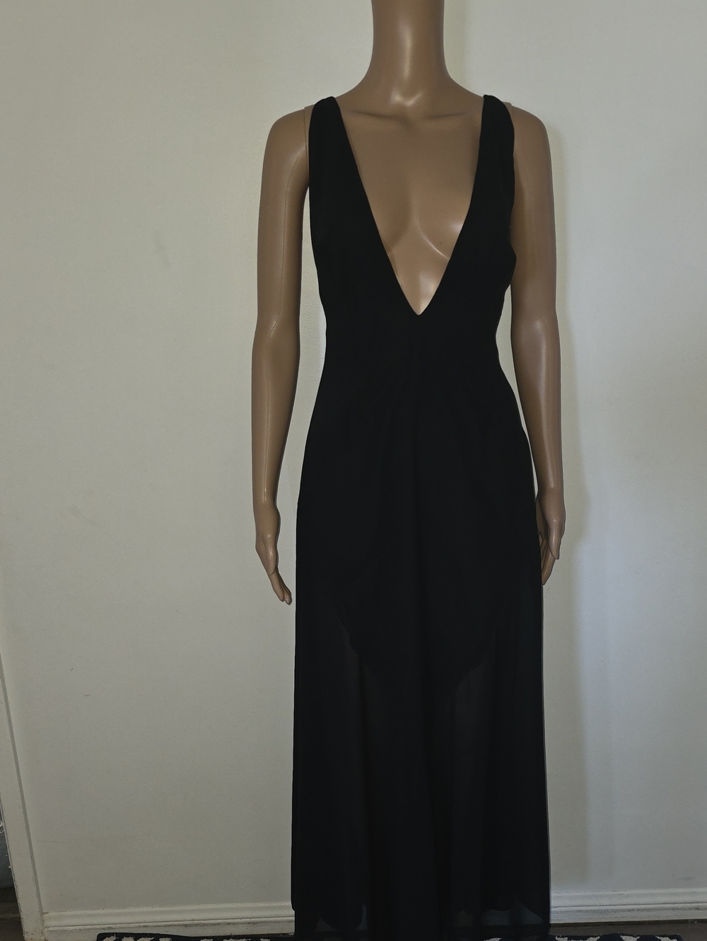 Nwt Nasty Gal Black Plunge V-Neck Maxi Dress